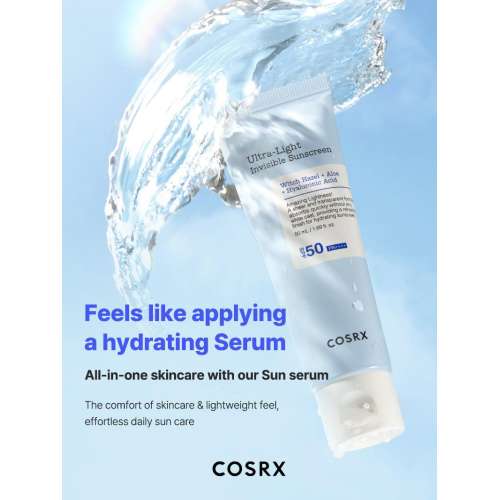 COSRX Ultra Light Invisible Sunscreen SPF 50+ | No White Cast Sun Protection India